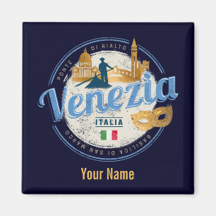 Venedig mit Gondolier Italien Karneval Vintag Magnet