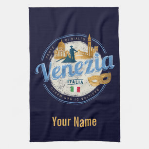 Venedig mit Gondoliere Italien Karneval Vintage Geschirrtuch