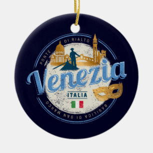 Venedig mit Gondoliere Italien Karneval Vintage Keramik Ornament