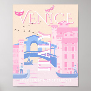 Venedig Reise Kunst, Italien, Reise Kunst, Rosa Poster