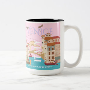 Venedig Reise Kunst, Italien, Retro Reise Kunst Zweifarbige Tasse