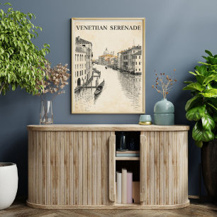 Venedig Reise Retro Gondel Kanal Vintage Poster