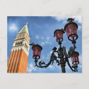 Venedig San Marco Tower und Street Lights Postkarte
