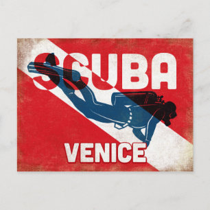 Venedig Scuba Diver - Blue Retro Postkarte