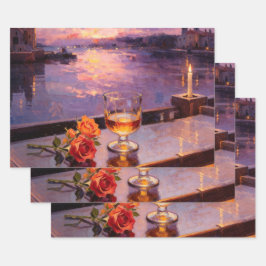 Venedig Sonnenuntergang Whiskey & Rosen Geschenkpapier Set