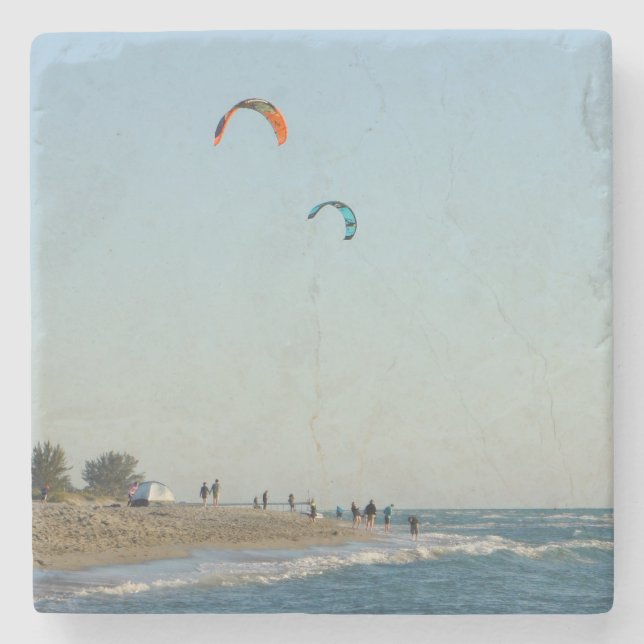Venedig-Strand-Drachen-Surfer Steinuntersetzer (Vorderseite)