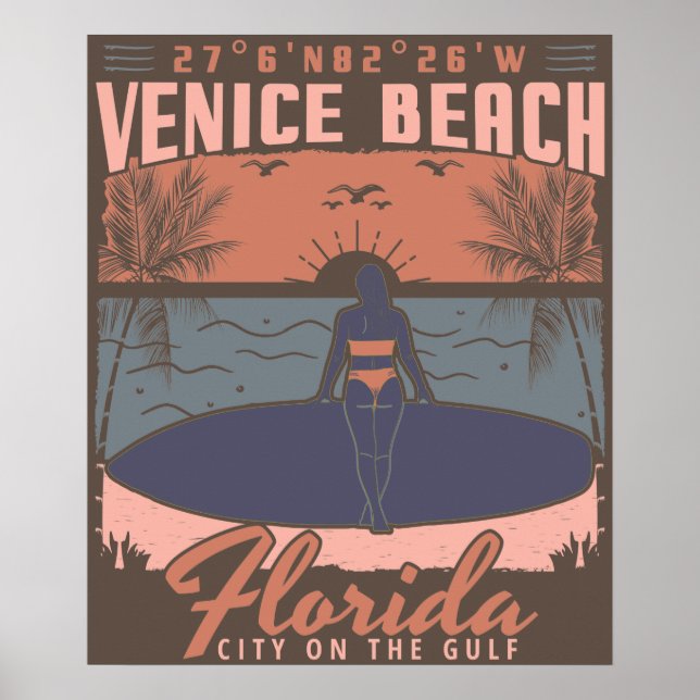 VENEDIG STRAND FLORIDA - SURFMÄDCHEN. POSTER (Vorne)