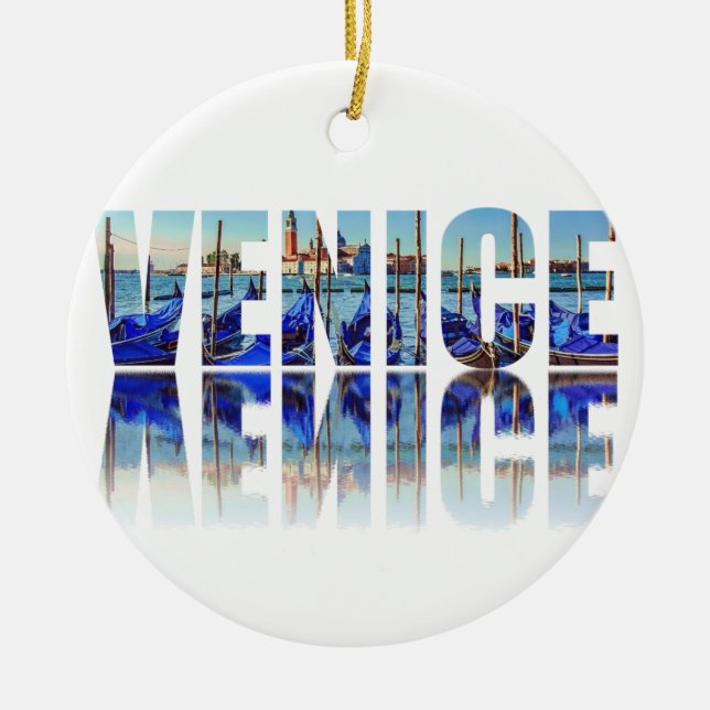 Venedig-Text mit Reflektion Keramik Ornament (Vorne)