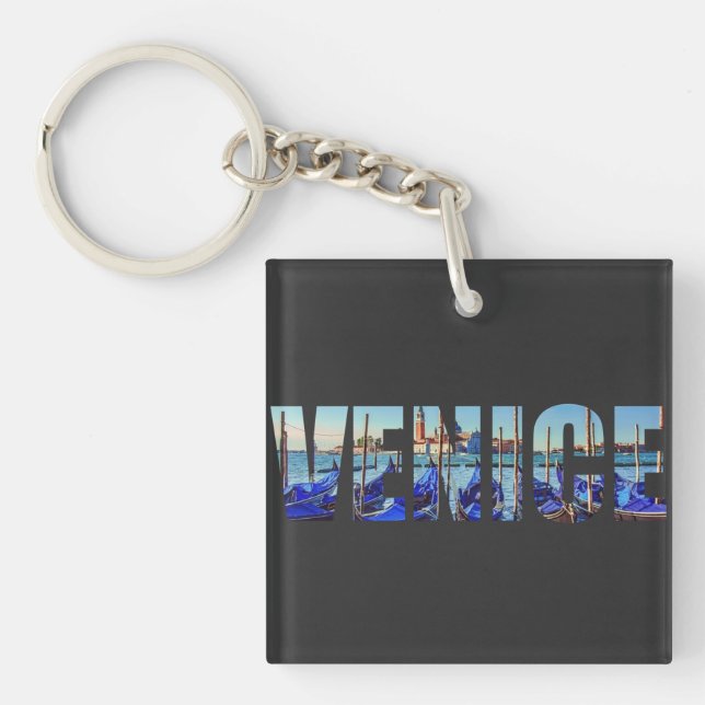 Venedig-Text und Vanice-Landschaft Schlüsselanhänger (Vorderseite)