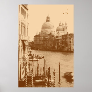 Venedig und Grand Canal in Taupe Poster