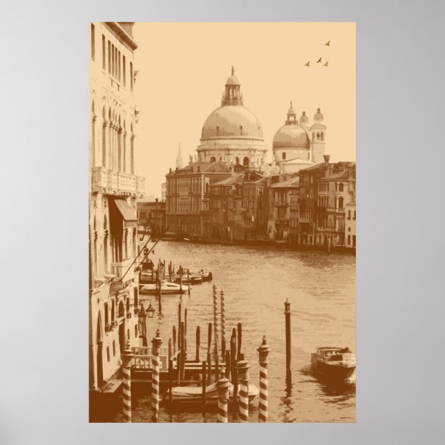 Venedig und Grand Canal in Taupe Poster (Vorne)