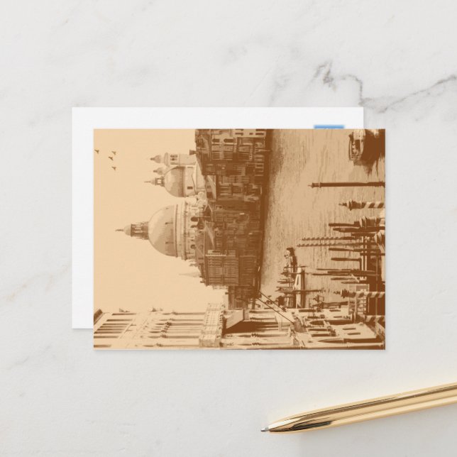 Venedig und Grand Canal in Taupe Postkarte (Vorderseite/Rückseite Beispiel)