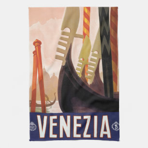 Venedig, Venezia, Italien Gondeln Vintage Reise Ku Geschirrtuch