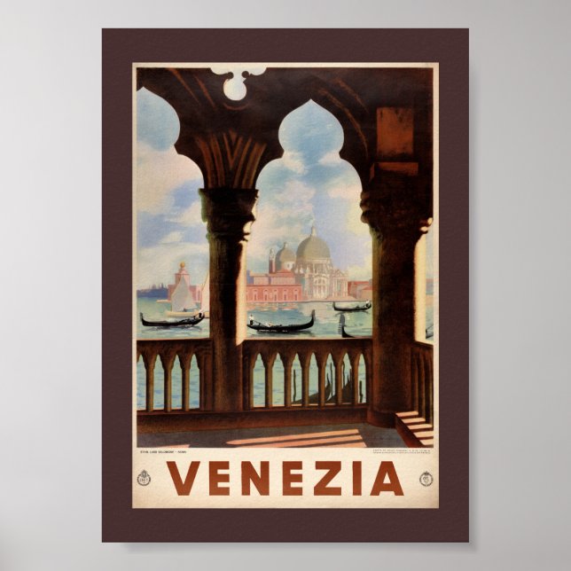 Venedig Venezia Vintage Reiseplakat Restauriert Poster (Vorne)