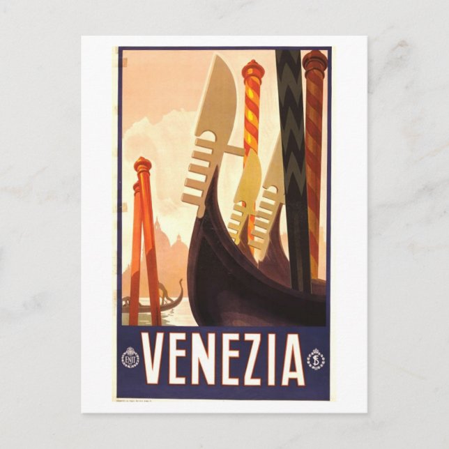 Venedig (Venezia) Vintage Travel Poster Postkarte (Vorderseite)