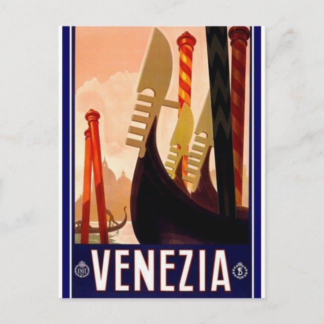 Venedig Vintages italienisches Poster Postkarte (Vorderseite)