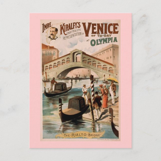 "Venedig von heute" Vintages Theater Postkarte (Vorderseite)