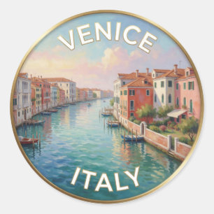 Venedig Wasserfrontreflektionen Italien Reise  Runder Aufkleber