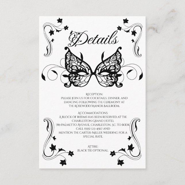 Venetia Carnivale Masque Viktorianischer Verzierte Begleitkarte (Vorderseite)