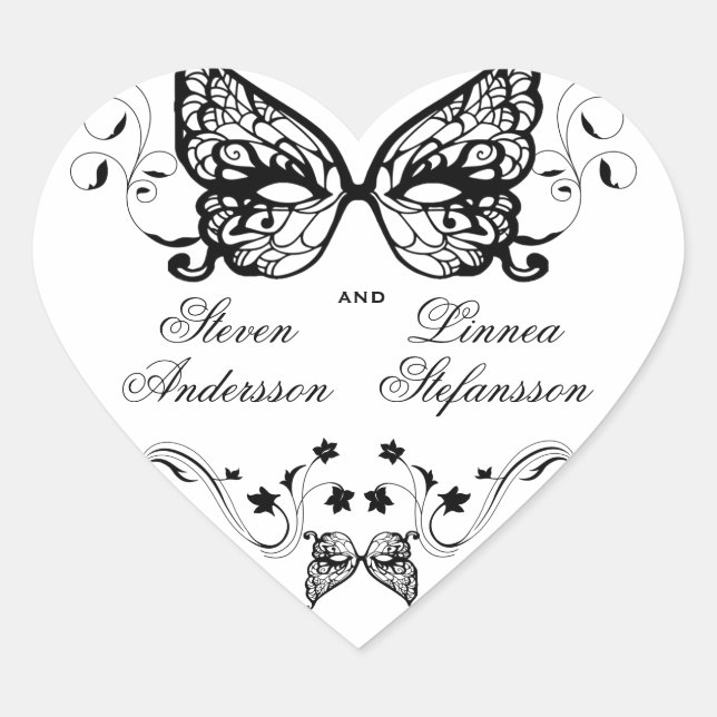 Venetia Carnivale Masque Viktorianischer Verzierte Herz-Aufkleber (Vorderseite)