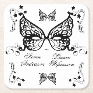 Venetia Carnivale Masque Viktorianischer Verzierte Rechteckiger Pappuntersetzer