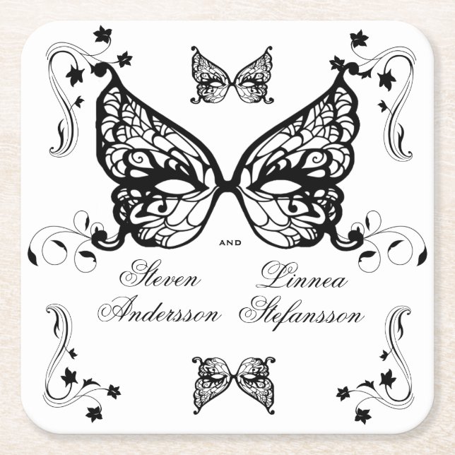 Venetia Carnivale Masque Viktorianischer Verzierte Rechteckiger Pappuntersetzer (Vorderseite)