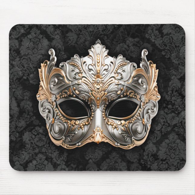 Venetian Ball Mask in Silver Mousepad (Vorne)