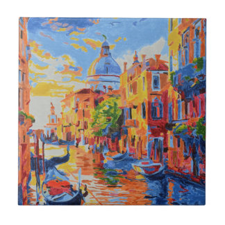 Venetian Canal at Sunset tile  Fliese