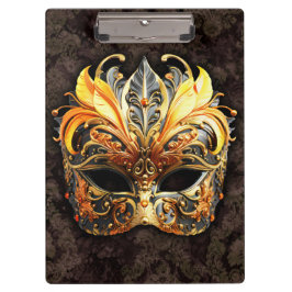 Venetian Masquerade Golden Mask Klemmbrett