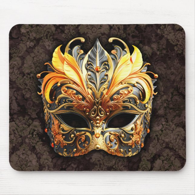 Venetian Masquerade Golden Mask Mousepad (Vorne)