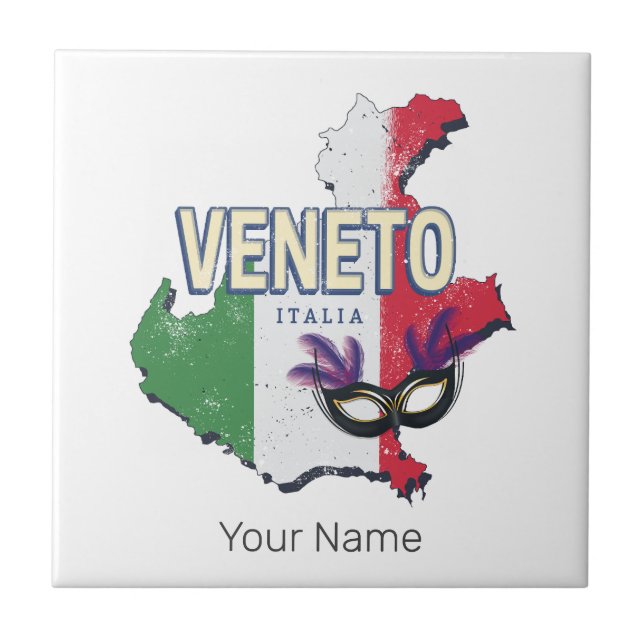 Veneto Italien Retro Region Karte Vintages Souveni Fliese (Vorderseite)
