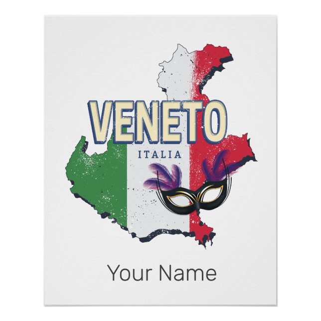 Veneto Italien Retro Region Karte Vintages Souveni Poster (Vorderseite)