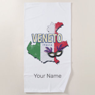 Veneto Italien Retro Region Karte Vintages Souveni Strandtuch
