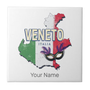 Veneto Italien Retro-Regionskarte Vintage-Souvenir Fliese