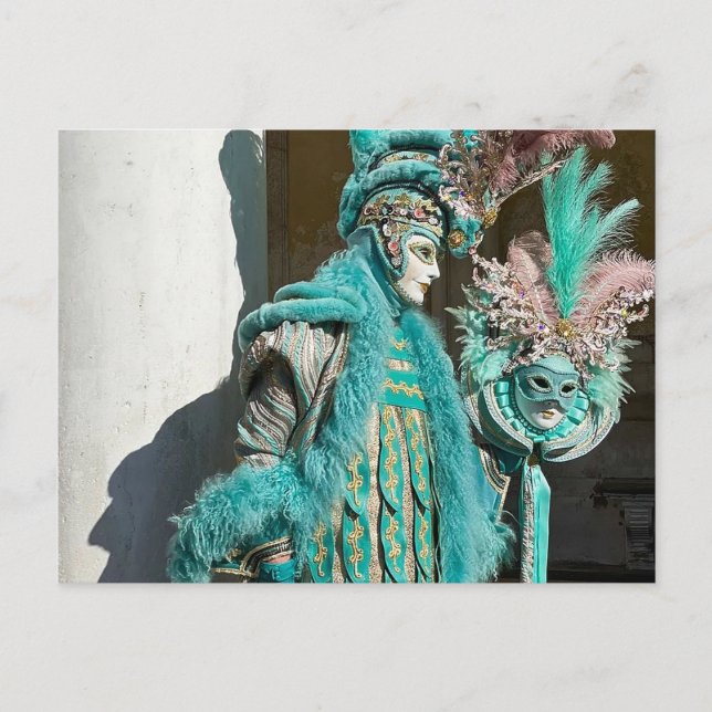 Venezia Carnivale Spektakulärer Feathered Man Postkarte (Vorderseite)