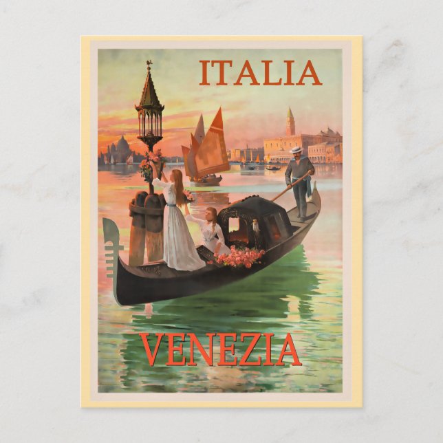 Venezia, Italia vintage travel poster, Postkarte (Vorderseite)