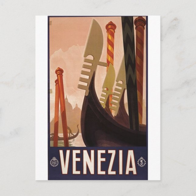 Venezia travel poster 1920 Venedig, Italien Postkarte (Vorderseite)
