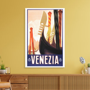 Venezia, Venedig, Italien Gondeln Vintage Leinwanddruck