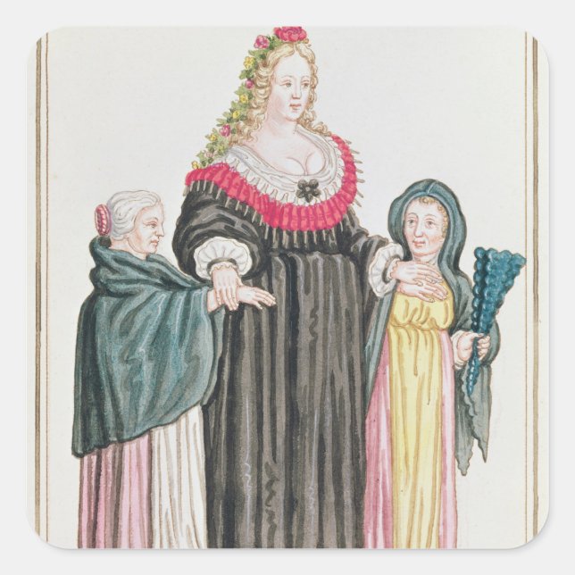 Venezianisch Courtesan Quadratischer Aufkleber (Vorderseite)