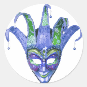 Venezianisch Jester Carnival Mask Runder Aufkleber