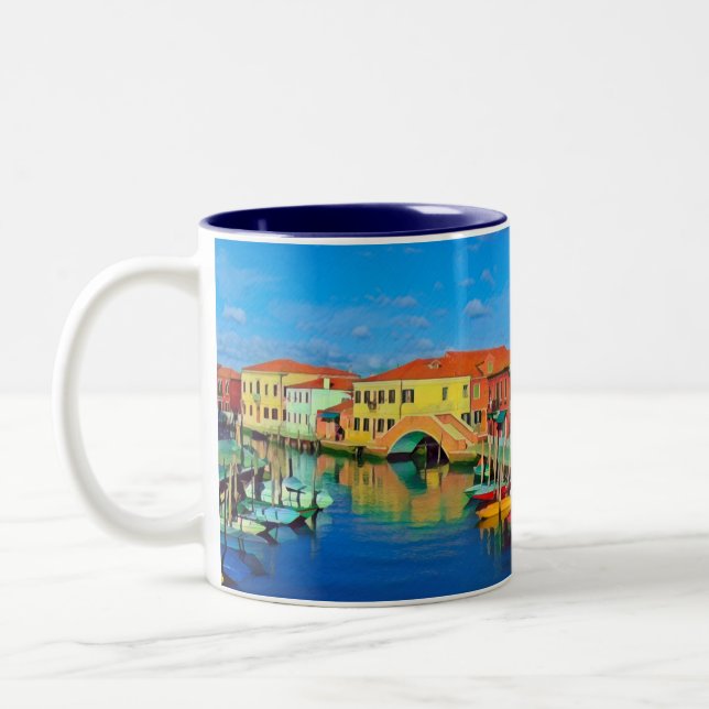 Venezianisch Lagoon - MURANO - Panorama Zweifarbige Tasse (Links)