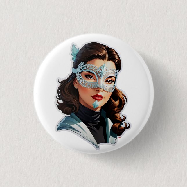 Venezianisch Masked Lady Button (Vorderseite)