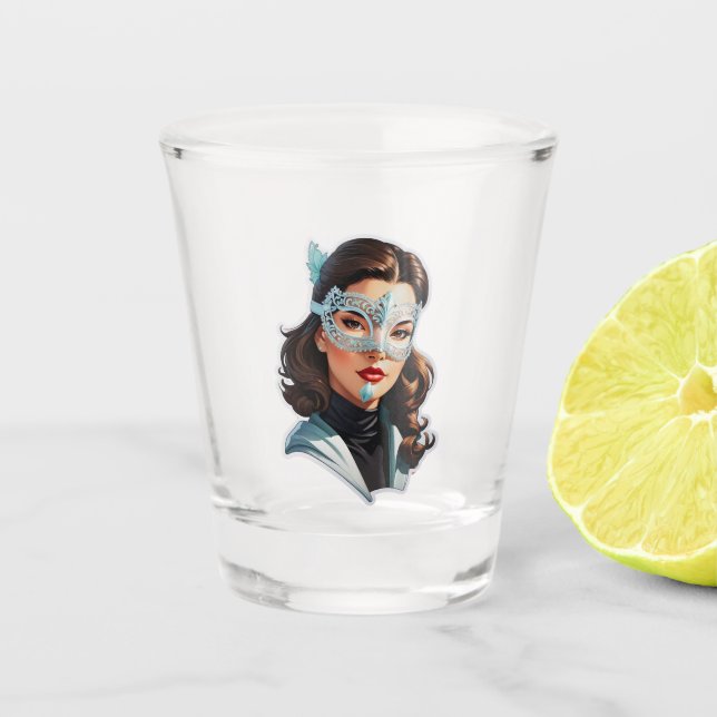 Venezianisch Masked Lady Schnapsglas (Vorderseite)