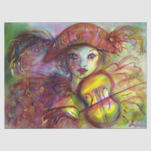 VENEZIANISCH MASQUERADE / HARLEQUIN VIOLIN PLAYER SEIDENPAPIER