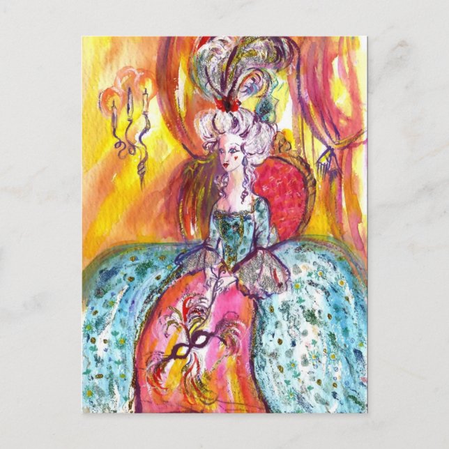 VENEZIANISCH MASQUERADE / KOLOMBINA EINLADUNGSPOSTKARTE (Vorderseite)