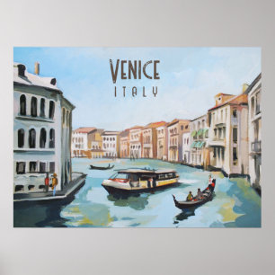 Venezianische Boote auf dem Canal Grande Poster