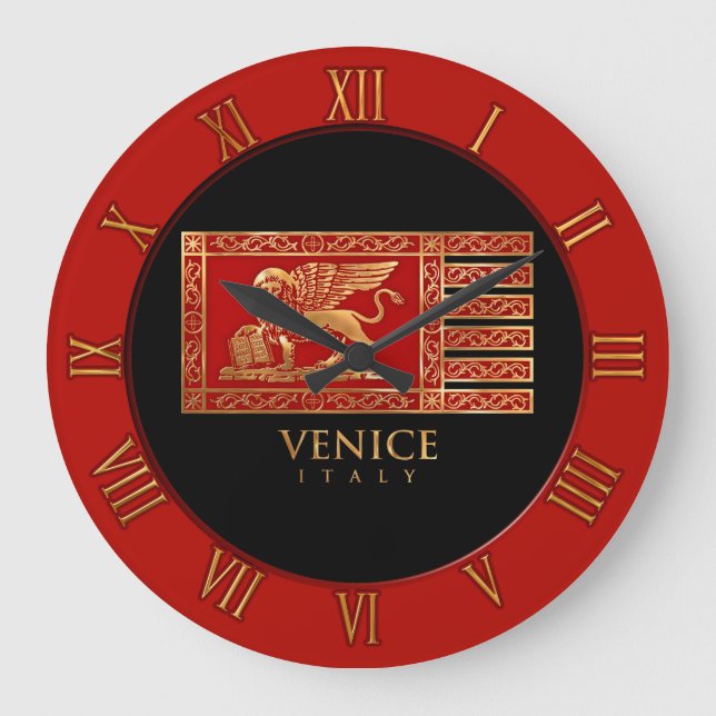 Venezianische Flagge Große Wanduhr (Vorderseite)