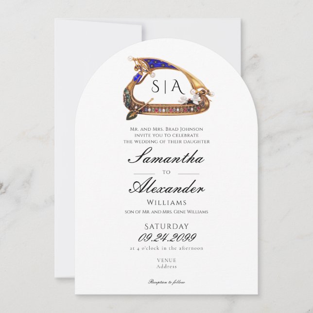 Venezianische Gondel mit Eltern Schwarz-weiß Hochz Einladung (Vorderseite)