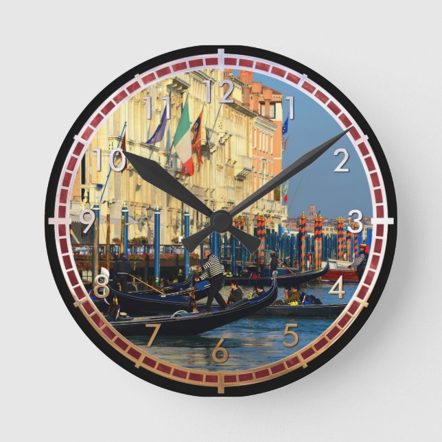 Venezianische Gondolieri Runde Wanduhr (Vorderseite)