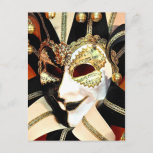 Venezianische Karneval-Jester-Maske mit Bells Postkarte